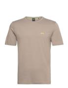 Tee Curved Sport T-shirts Short-sleeved Beige BOSS