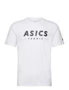 Men Court Tennis Graphic Tee Tops T-shirts Short-sleeved White Asics