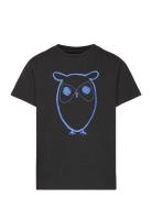 Knowledge Cotton Apparel Regular Big Owl T-Shirt - Gots/Vega Svart