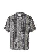 Selected Homme Slhrelaxvero Shirt Ss Aop B Blå