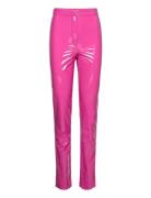 Patent Coated Pants Bottoms Trousers Leather Leggings-Byxor Pink ROTAT...