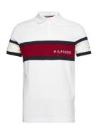 Colourblock Placement Reg Polo Tops Polos Short-sleeved White Tommy Hi...