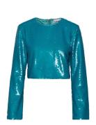 Sequins Tops Blouses Long-sleeved Blue Ganni