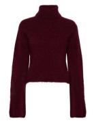 Mandagz Cropped Pullover Tops Knitwear Turtleneck Burgundy Gestuz