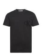 Ck Chenille Tee Tops T-shirts Short-sleeved Black Calvin Klein Jeans
