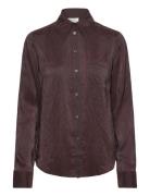 Crinkle Shirt Tops Blouses Long-sleeved Brown Filippa K