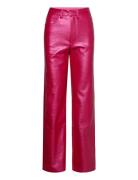 Embossed Pu Pants Bottoms Trousers Leather Leggings-Byxor Red ROTATE B...