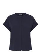 Solid Blouse Tops T-shirts & Tops Short-sleeved Navy Tom Tailor