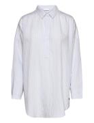 Arhavi Striped Half Placket Shirt Tops Shirts Long-sleeved Blue Tamari...
