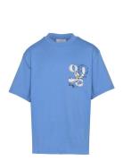 Bari Tee Tops T-shirts Short-sleeved Blue Grunt