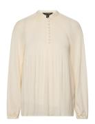 Lauren Ralph Lauren Pleated Georgette Blouse Kräm