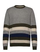 Akrico Nep Yarns Stripe Knit Tops Knitwear Round Necks Grey Anerkjendt