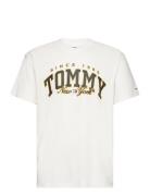 Tjm Rlx Luxe Varsity Tee Tops T-shirts Short-sleeved Cream Tommy Jeans