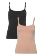 2 Pack Cami Tops T-shirts & Tops Sleeveless Beige Tommy Hilfiger