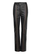 Leather Slim Pants Bottoms Trousers Leather Leggings-Byxor Black REMAI...
