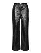 Amillia Trousers Bottoms Trousers Leather Leggings-Byxor Black Second ...