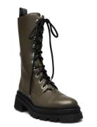 Ride Semy-Shiny Calfskin Shoes Boots Ankle Boots Laced Boots Khaki Gre...