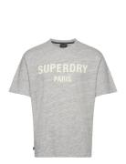 Luxury Sport Loose Tee Tops T-shirts Short-sleeved Grey Superdry