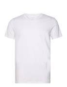 Men's V-Neck Tee, Cotton/Stretch Tops T-shirts Short-sleeved White NOR...