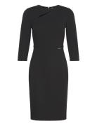 Scuba Crepe Half Sleeve Dress Designers Knee-length & Midi Black Calvi...