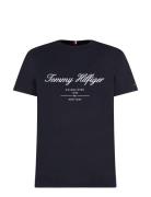 Tommy Hilfiger Script Logo Tee Marinblå