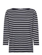 Crv New Cody Slim Boat-Nk 3/4Slv Tops T-shirts & Tops Long-sleeved Nav...