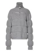 Merino Knit With Zipper Tops Knitwear Jumpers Grey Cannari Concept