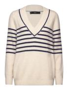 V-Neck Striped Sweater Tops Knitwear Jumpers Cream Mango