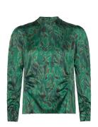 D6Endora Printed Turtle Top Tops Blouses Long-sleeved Green Dante6