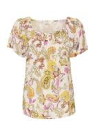 Crdia Blouse Tops Blouses Short-sleeved Multi/patterned Cream