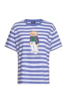 Polo Bear Striped Cotton Tee Tops T-shirts & Tops Short-sleeved Blue P...