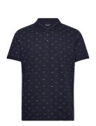 Allover Printed Polo Tops Polos Short-sleeved Navy Tom Tailor