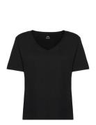 100% Cotton V-Neck T-Shirt Tops T-shirts & Tops Short-sleeved Black Ma...