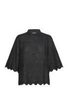 Louisell Blouse Ss Tops Blouses Short-sleeved Black Lollys Laundry