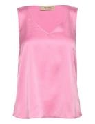 MOS MOSH Mmastrid V-Neck Silk Tank Top Rosa