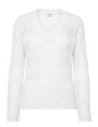 Nmlaika L/S V-Neck Knit Fwd Tops Knitwear Jumpers White NOISY MAY