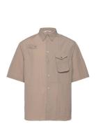 Jaxson Fisherman Shirt Designers Shirts Short-sleeved Beige Wood Wood