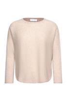 Curved Double Colors Tops Knitwear Jumpers Beige Davida Cashmere