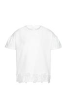 Embroidered Flowers T-Shirt Tops T-shirts Short-sleeved White Mango