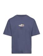 Message Cotton T-Shirt Tops T-shirts Short-sleeved Navy Mango