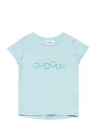 Logo T-Shirt Tops T-shirts Short-sleeved Blue Gugguu
