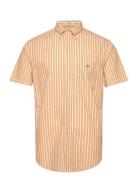 Reg Cotton Linen Stripe Ss Shirt Tops Shirts Short-sleeved Orange GANT