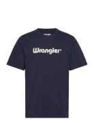 Logo Tee Tops T-shirts Short-sleeved Navy Wrangler