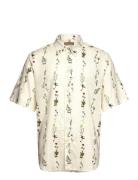 Silvio Japanese Floral Print Tops Shirts Short-sleeved Cream Rue De To...