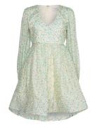Estelle V-Neck Chiffon Mini Dress Designers Short Dress Green Malina