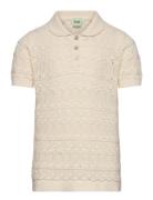 Pointelle Polo Tops T-shirts Short-sleeved Cream FUB