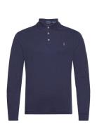 Custom Slim Fit Soft Cotton Polo Shirt Tops Polos Long-sleeved Navy Po...