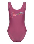 Speedo Womens Logo Deep U-Back Rosa