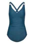 Speedo Womens Shaping V Neck 1 Piece Blå