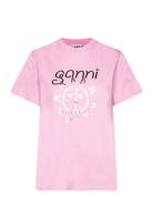 Basic Cotton Jersey Designers T-shirts & Tops Short-sleeved Pink Ganni